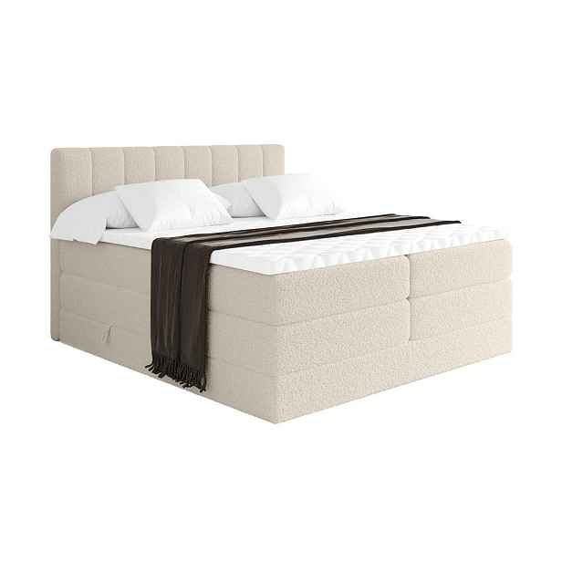 ALTDECOR BOXSPRINGOVÁ POSTEL s matrací H3/H4 - OTTA KING - 200x200 cm Béžová