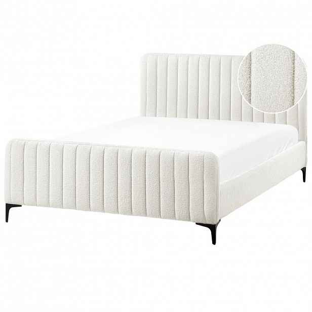 Beliani POSTEL s roštem 140/200 cm Krémově bílá Lunan