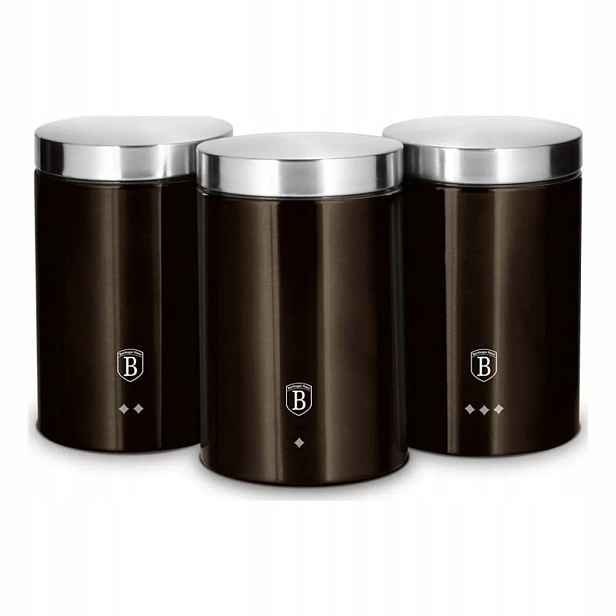 Berlingerhaus Shiny Black Collection Dóza na potraviny sada, 3 ks