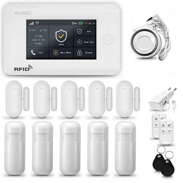 Bezdrátový alarm WiFi+ Gsm 4G s aplikací Tuya, sada Huxgo HXA006 R5D5