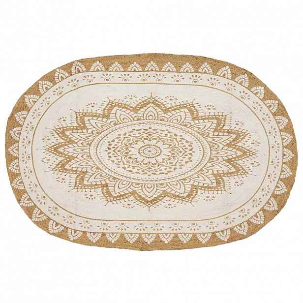 vidaXL Kusové koberce Přirozená s bílým potiskem 152 x 245 cm juta