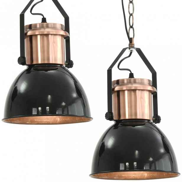 Závěsná lampa 2 ks kov Dekorhome Černá