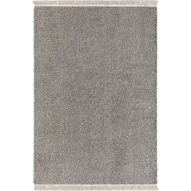 Šedý tlustý koberec typu shaggy do obývacího pokoje, boho vzor s třásněmi 200 x 290 cm