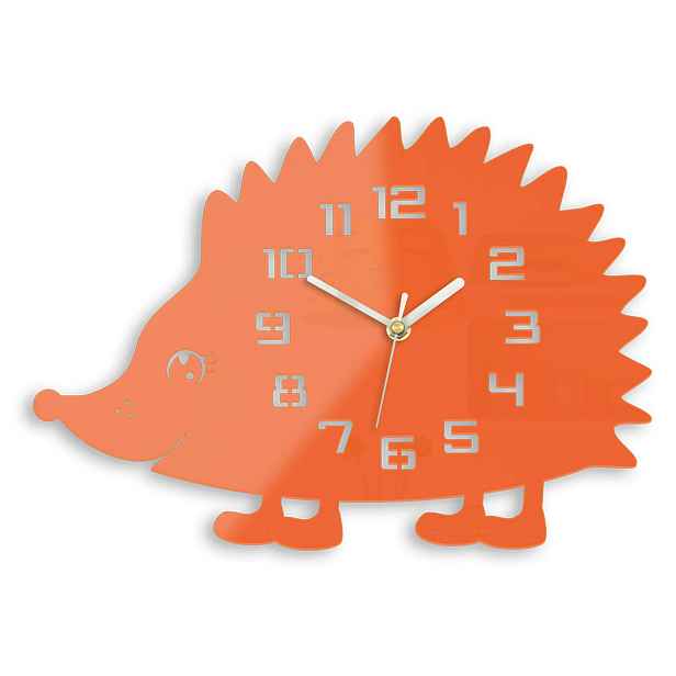 ModernClock Nástěnné hodiny Ježek 34 cm oranžový