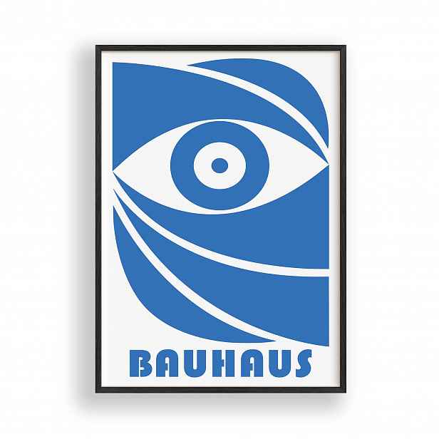 Obraz Bauhaus Modré oko Plakát Rámeček Dřevěný Černý 30x42 cm