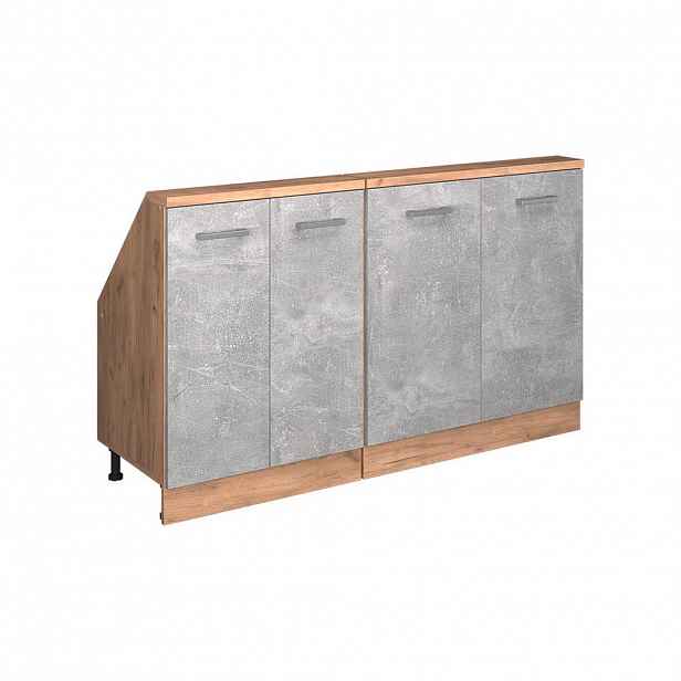 Vicco KUCHYŇSKÁ SKŘÍŇKA POD ŠIKMOU STŘECHU R-Line Beton 140 cm Sada 2 kusů