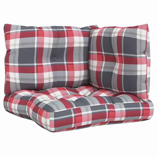 vidaXL Podušky na palety 3 ks červené kárované textil