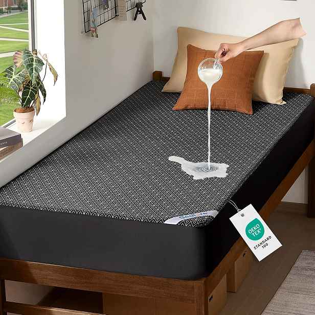 Voděodolný chránič na matrace 90 x 200 cm 30 cm, prodyšný, tmavě šedý