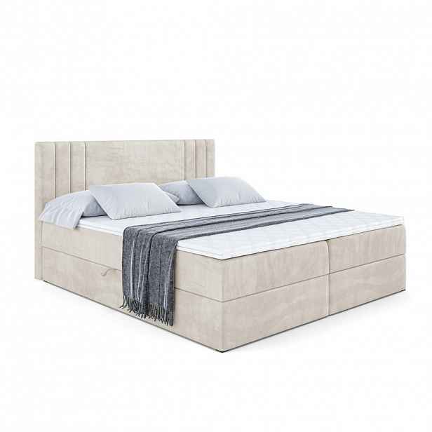 ALTDECOR AMERICKÁ postel s matrací H3 a roštem – IDRIKO – 200 x 200 cm, ecru