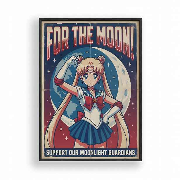 Obraz Sailor Moon Retro Plakát Anime Rámeček Dřevěný Černý 30x42 cm