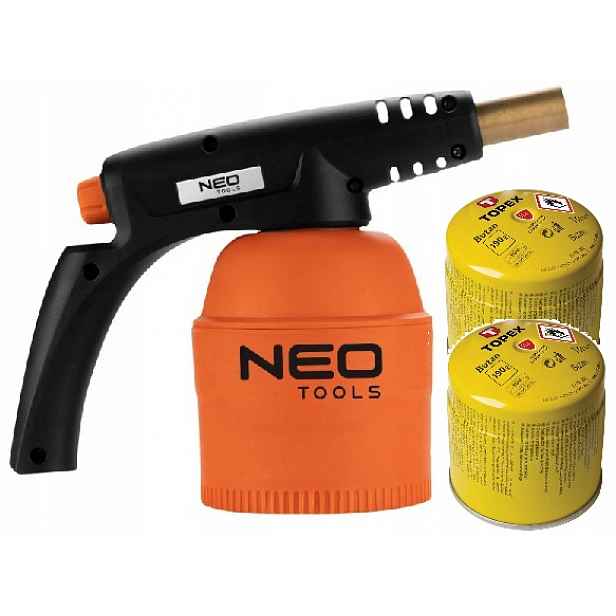 Plynová pájecí lampa Neo Tools 2 Náboje 190G