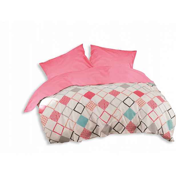 Povlečení bavlněné Sion Fuchsia 160x200 Cottonlove Exclusive čtverce