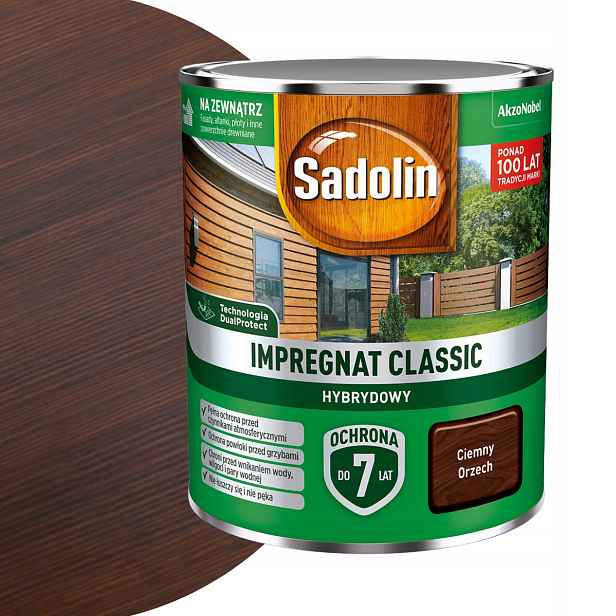 Sadolin Classic Impregnace na dřevo 4,5 l, odstín Tmavý Ořech