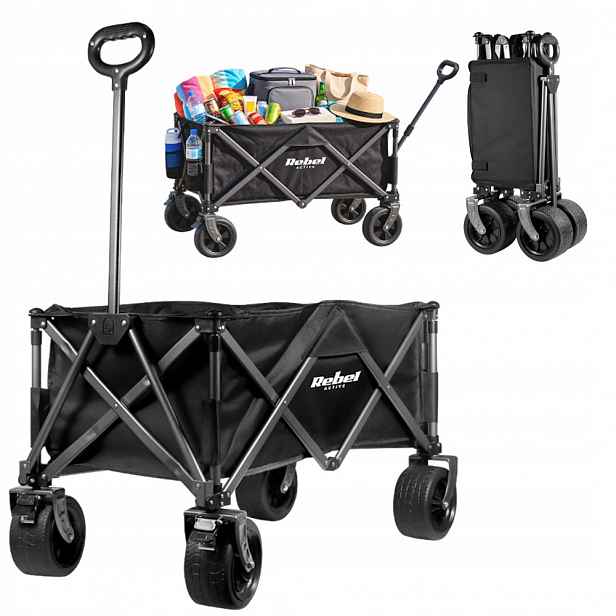 Skládací plážový transportní vozík zahradní turistický Rebel 150L 100kg