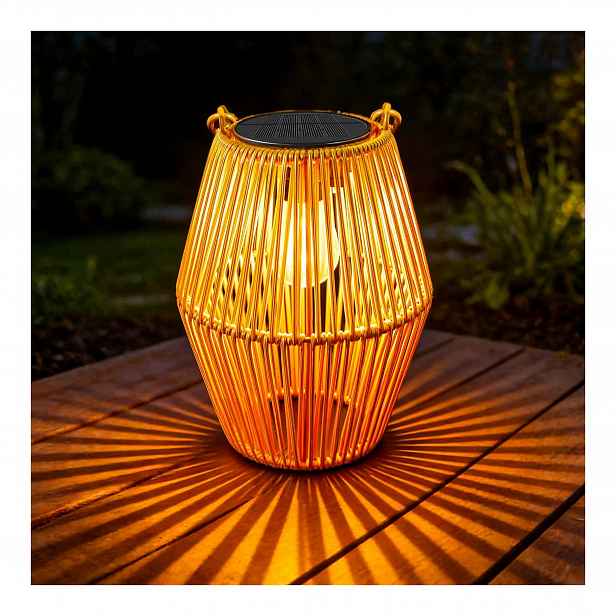 Solární zahradní Led lampa závěsná boho ratanová IP44, teplé světlo
