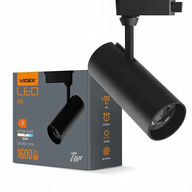 Videx-železniční Lampa Tor 1600Lm TOR-20W-BLACK VLE-TR04-204B 4000K