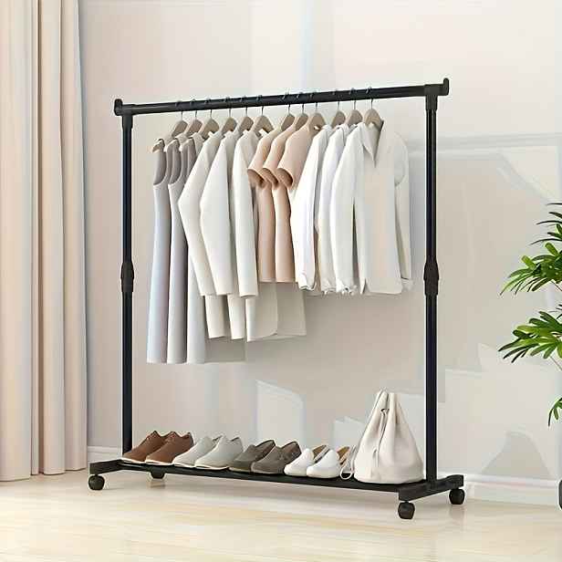 TEMU Nastavitelný volně stojící věšák na oblečení, pro domácí použití, snadné stání na podlaze, vnitřní/venkovní balkonový sušák, prostorově úsporný,
