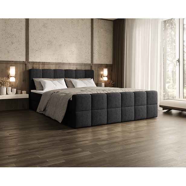 Čalouněná postel 160x200 CABRIA s úložným prostorem - černá