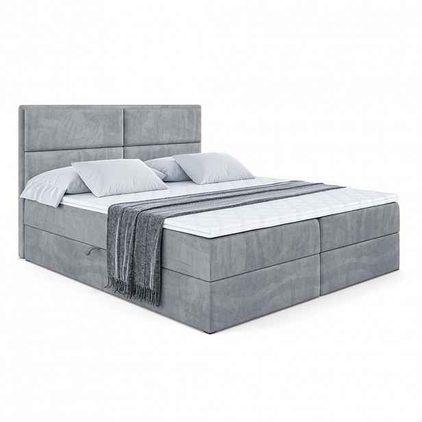 ALTDECOR AMERICKÁ postel s matrací H4 a lamelovým roštem – AURA – 180x200 – H4 – šedá