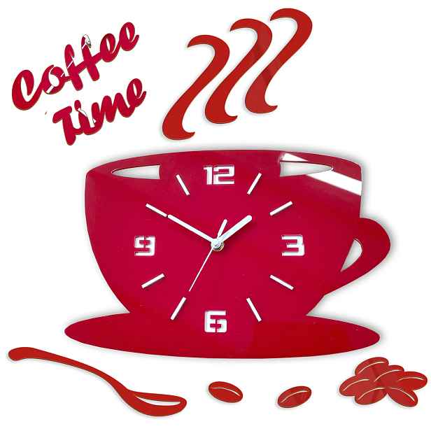 ModernClock Nástěnné hodiny Kaffé červené