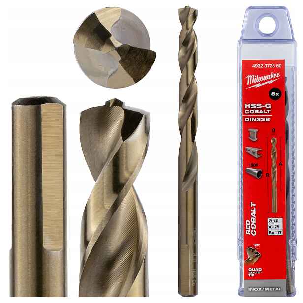 Kobaltové vrtáky do kovu 8 mm 5ks z nerezové oceli Milwaukee Cobalt