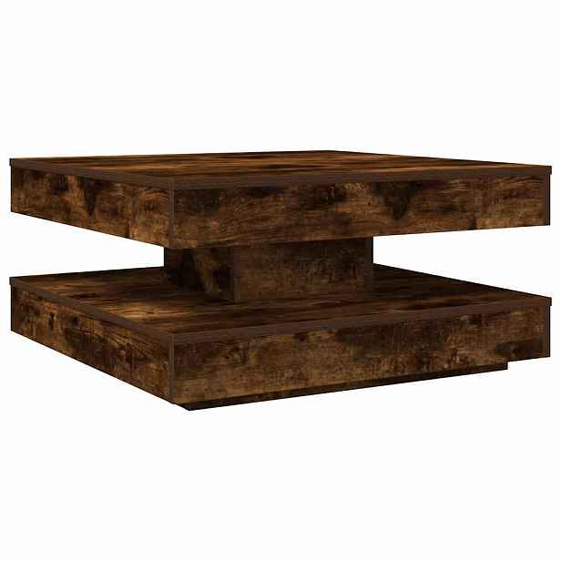 vidaXL Konferenční stolek otočný o 360º kouřový dub 70 x 70 x 34,5 cm
