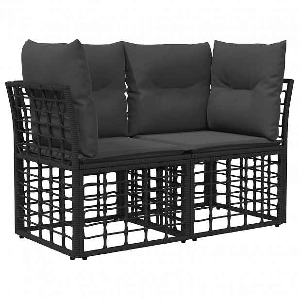 vidaXL Venkovní loveseat 2 ks 2-Počet míst Černá a tmavě šedá
