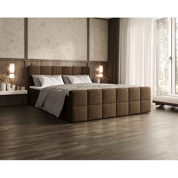 Čalouněná postel 180x200 CABRIA s úložným prostorem - hnědá