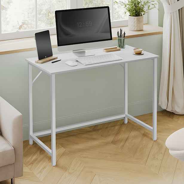 TEMU Kompaktní stůl na kancelářský stůl 100x50x75cm - Moderní minimalistický kovový průmyslový design, snadná montáž, pevná dřevěná základna, není