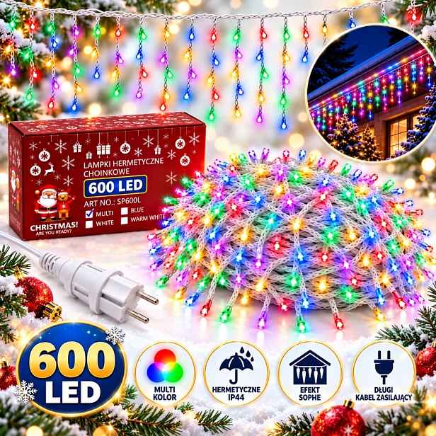 Vánoční osvětlení Rampouchy 600 Led 31,5 m Multicolor Flash Venkovní IP65