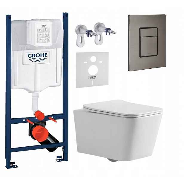 Wc sada Grohe s mísou Bilovec a tlačítkem grafit kartáčovaný Fresh