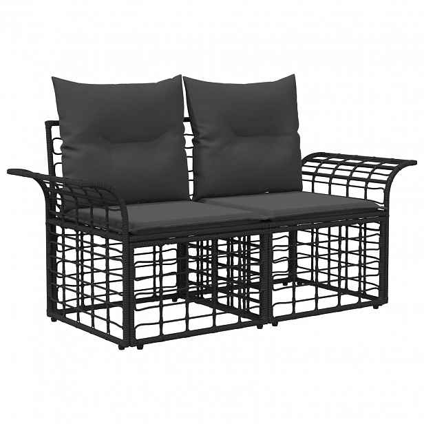 vidaXL Venkovní loveseat 2 ks 2-Počet míst Černá a tmavě šedá