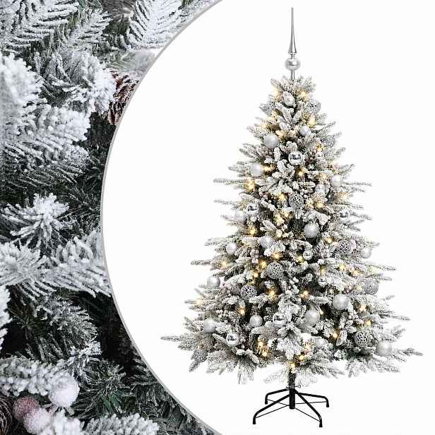 vidaXL Umělý vánoční stromek s vánočními koulemi 150 cm 150 LED