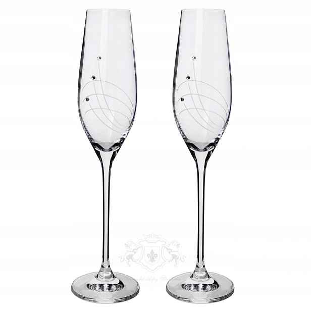Sklenice na sekt s krystaly Preciosa 210ml linie 2ks