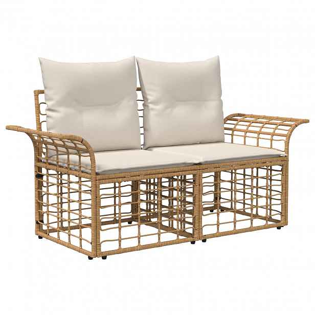 vidaXL Venkovní loveseat 2 ks Pro 2 osobu Přirozená a krémově bílá
