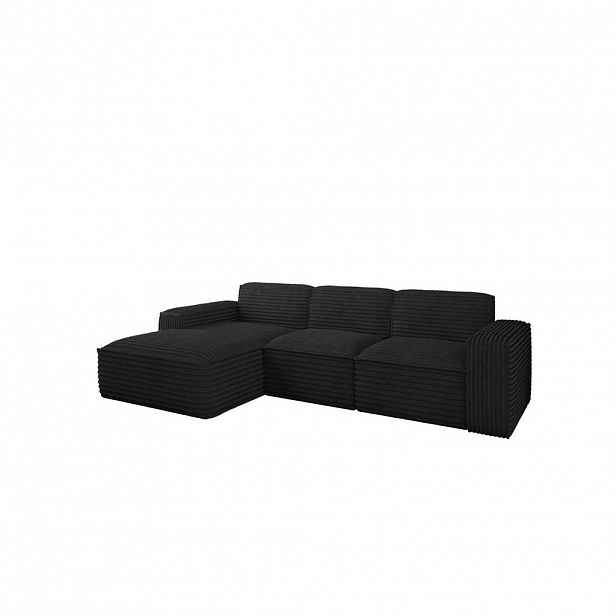 Kaiser Möbel ROHOVÁ SEDAČKA ve tvaru L Siena tkanina Velo Černá Levá strana