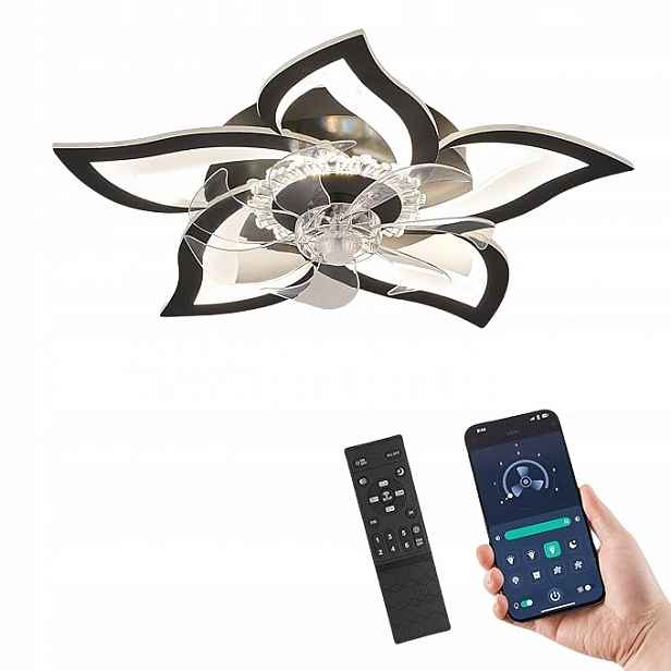 Lustr Černý Led Stropní Ventilátor Stropní Svítidlo Moderní 60W Dálkový Ovladač