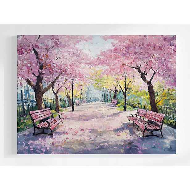 Obraz Na Plátně Canvas Město Park Stromy Květiny Lavičky Alejka Pohled 80x60