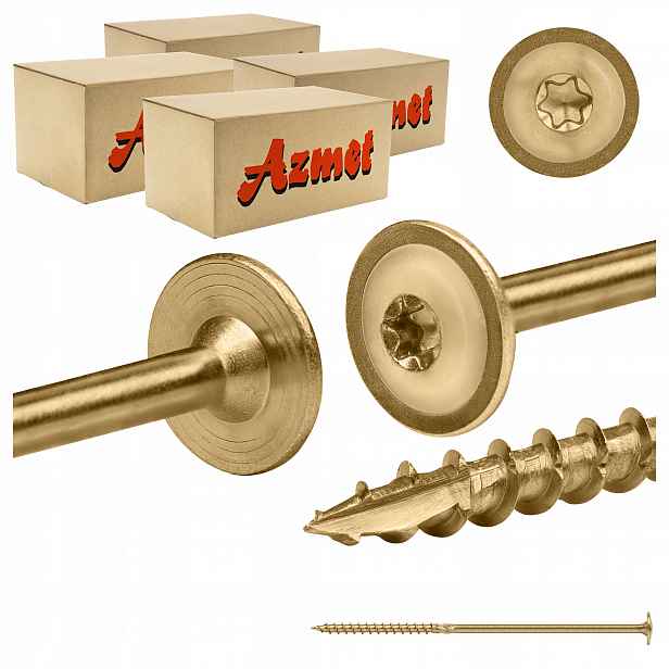 Tesařský šroub 8x220 mm Torx na talířové dřevo 200 ks Azmet WCT-08220