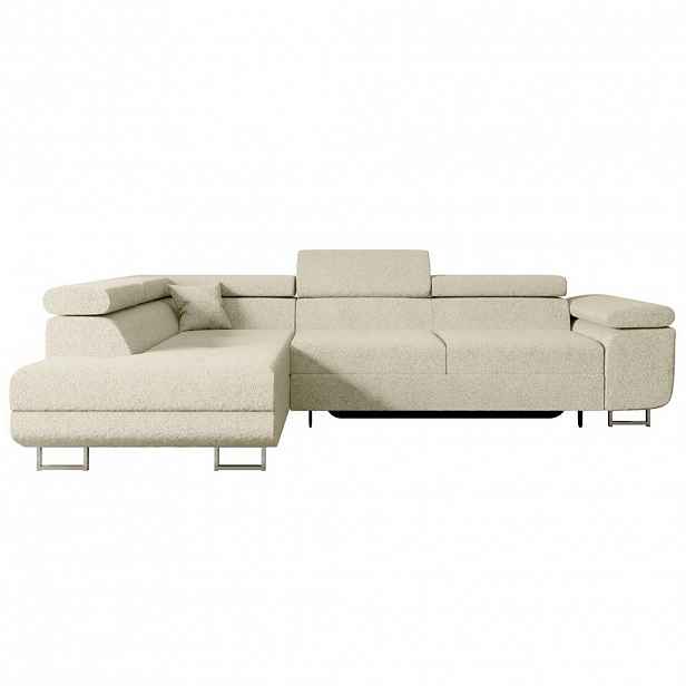 ALTDECOR ROHOVÁ SEDACÍ SOUPRAVA s funkcí lůžka a úložným prostorem GUSA-L 272x202x107 cm, béžová buklé