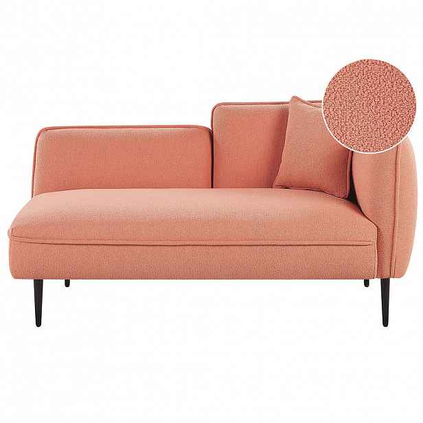 Beliani ČALOUNĚNÉ LEHÁTKO CHAISE LONGUE Bouclé broskvově růžové pravostranné Chevannes