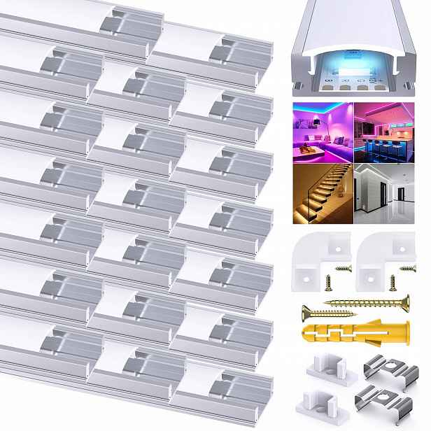 Led profil Aluminium U 1 m Chesbung s difuzorem, 20 kusů