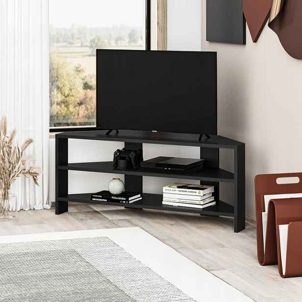 Rohový Tv stolek Houseland Thales vintage černý