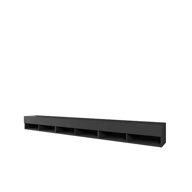 Široká TV skříňka 300 cm černá Lowboard A (LOWA300Z + LED)