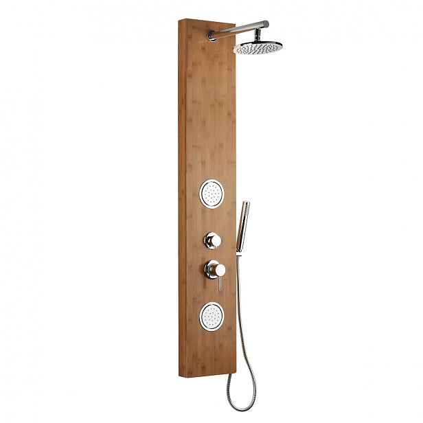 Sprchový panel Anima Bamboo Shower na stěnu s pákovou baterií bambus BAMBOOSHOWER