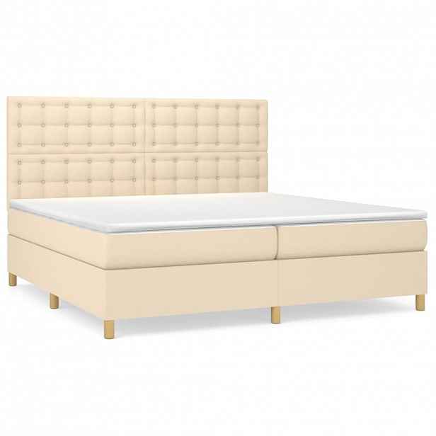 vidaXL Box spring postel s matrací krémová 200x200 cm textil