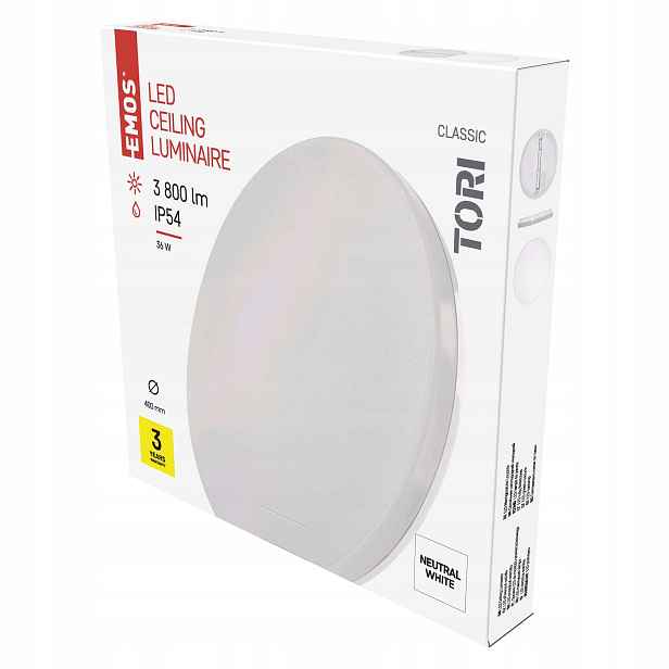 Emos Tori Led stropní svítidlo 36 W, 4000 K, IP54, 40 cm
