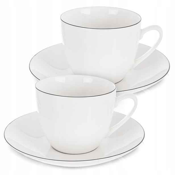 Šálky s podšálkem porcelánové Decora bílé 200 ml 2 ks