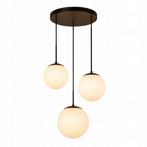 Závěsná lampa trojitá koule Sklo bílá černá 3x E27 moderní do pokoje
