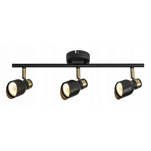Stropní svítidlo černo-zlatá, trojitá, pohyblivé reflektory 3xGU10 25W Rabalux